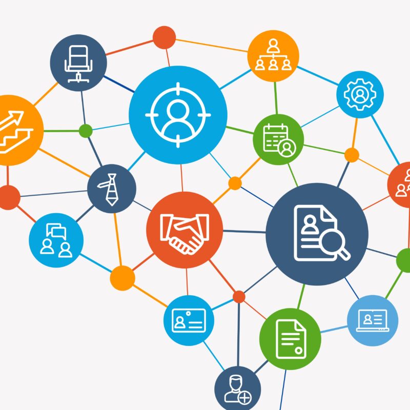 Brain made up of symbols representing qualitative research